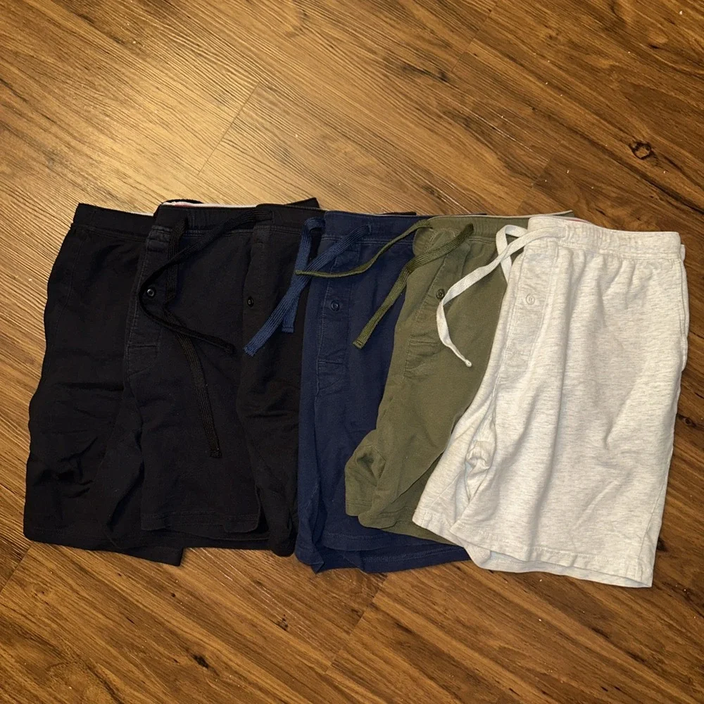 Hanes Men's Jersey Knit Cotton Button Fly Pajama Sleep Shorts Large Bundle Of 6